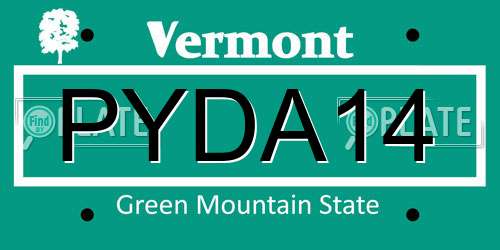 PYDA14 Vermont License Plate