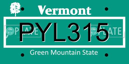 PYL315 Vermont License Plate