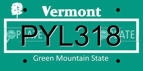 PYL318 Vermont License Plate