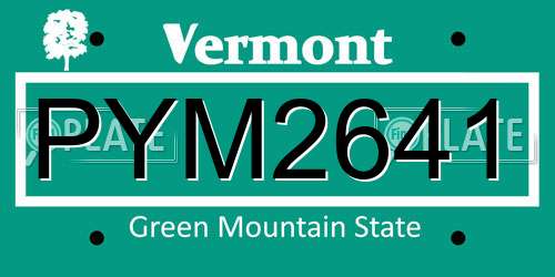 PYM2641 Vermont License Plate