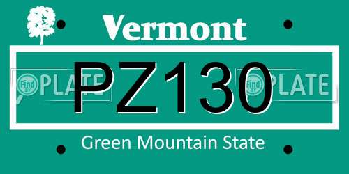 PZ130 Vermont License Plate