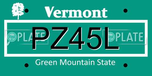 PZ45L Vermont License Plate