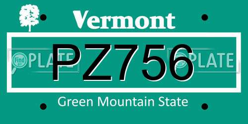 PZ756 Vermont License Plate
