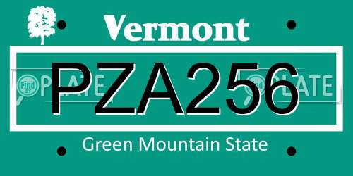 PZA256 Vermont License Plate