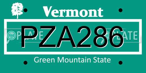 PZA286 Vermont License Plate