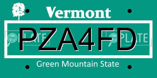 PZA4FD Vermont License Plate