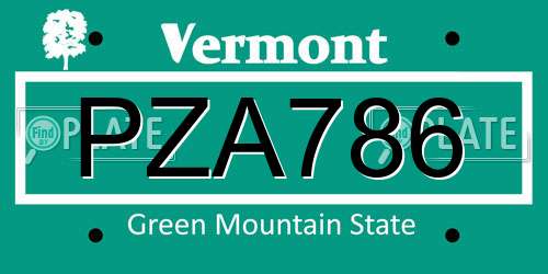 PZA786 Vermont License Plate