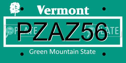 PZAZ56 Vermont License Plate