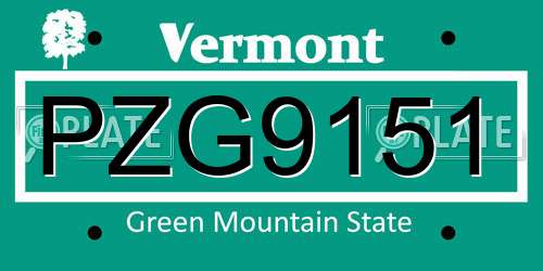 PZG9151 Vermont License Plate