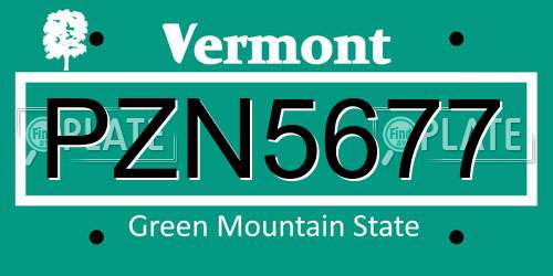 PZN5677 Vermont License Plate