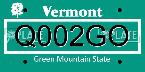 Q002GO Vermont License Plate
