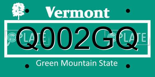 Q002GQ Vermont License Plate