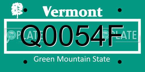 Q0054F Vermont License Plate