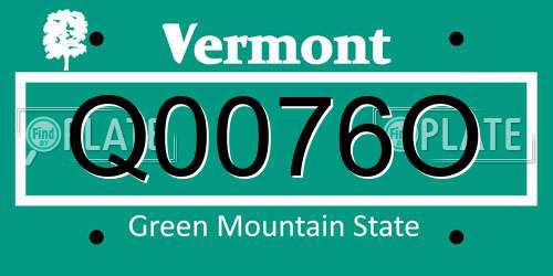 Q0076O Vermont License Plate