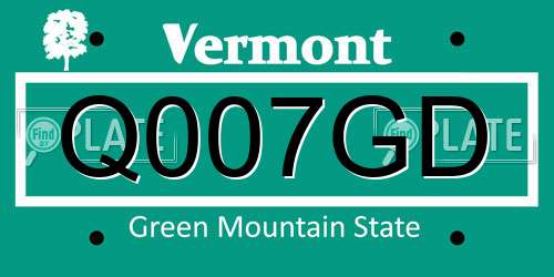 Q007GD Vermont License Plate