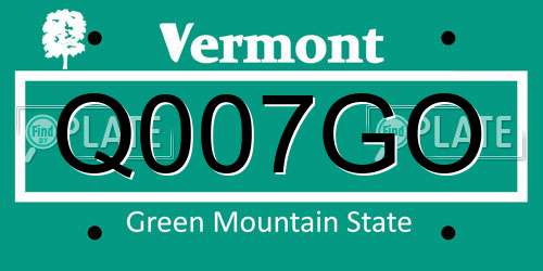 Q007GO Vermont License Plate