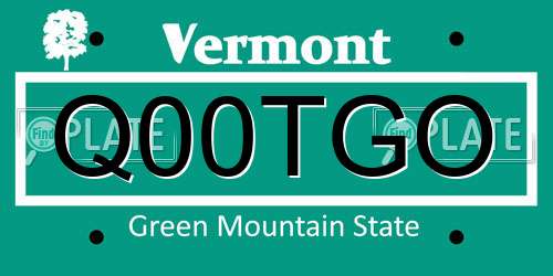 Q00TGO Vermont License Plate