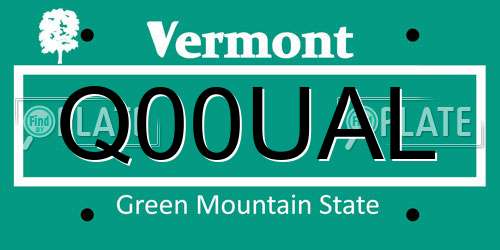 Q00UAL Vermont License Plate