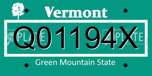 Q01194X Vermont License Plate