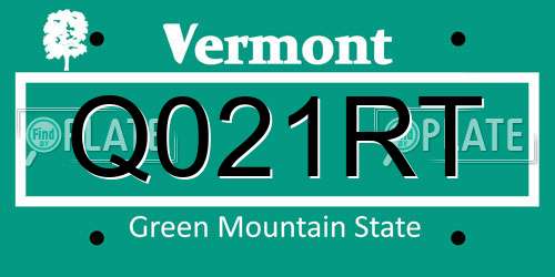 Q021RT Vermont License Plate