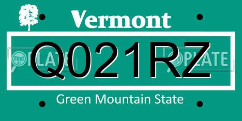 Q021RZ Vermont License Plate