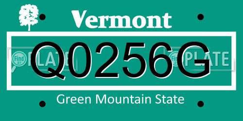 Q0256G Vermont License Plate