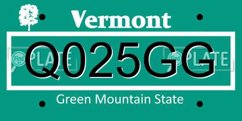 Q025GG Vermont License Plate