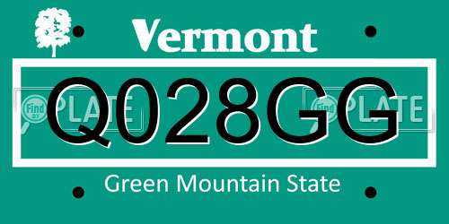 Q028GG Vermont License Plate