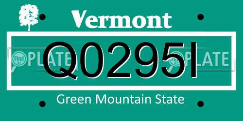 Q0295I Vermont License Plate