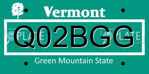 Q02BGG Vermont License Plate