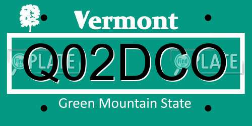 Q02DCO Vermont License Plate