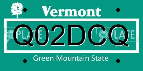 Q02DCQ Vermont License Plate