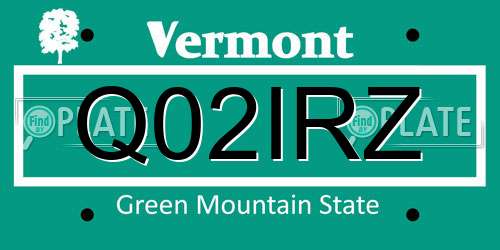 Q02IRZ Vermont License Plate