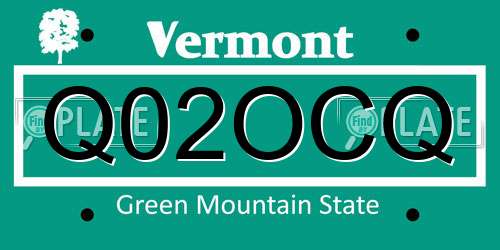 Q02OCQ Vermont License Plate