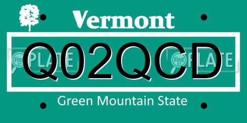 Q02QCD Vermont License Plate