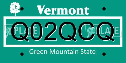 Q02QCQ Vermont License Plate