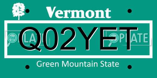 Q02YET Vermont License Plate