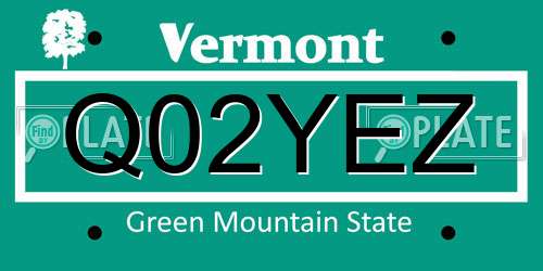 Q02YEZ Vermont License Plate