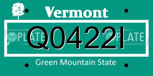 Q0422I Vermont License Plate