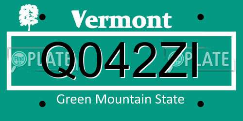 Q042ZI Vermont License Plate