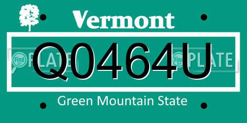Q0464U Vermont License Plate