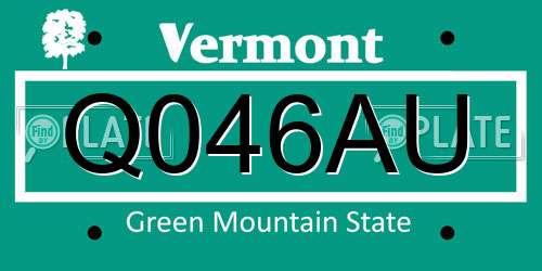 Q046AU Vermont License Plate