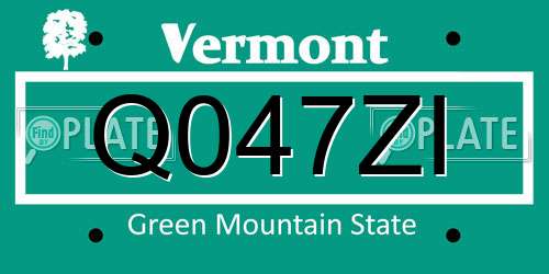 Q047ZI Vermont License Plate