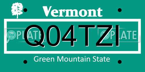 Q04TZI Vermont License Plate