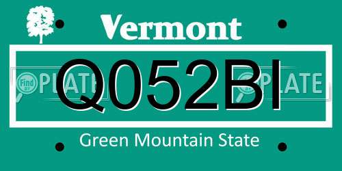 Q052BI Vermont License Plate