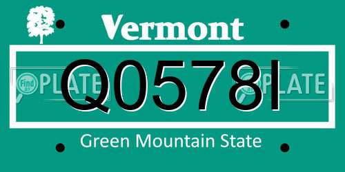 Q0578I Vermont License Plate