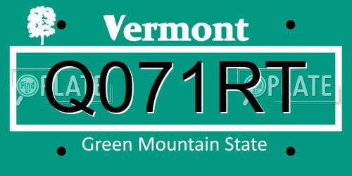 Q071RT Vermont License Plate