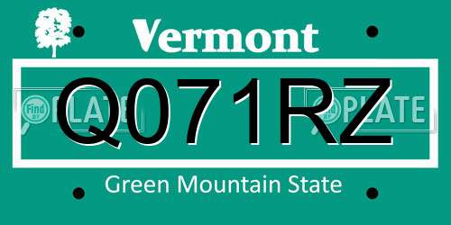 Q071RZ Vermont License Plate