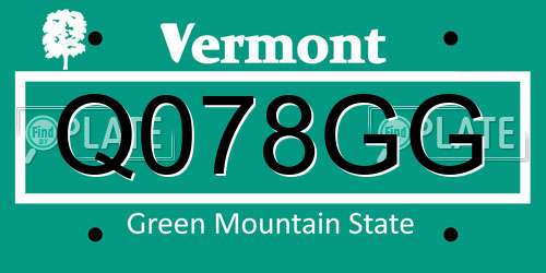 Q078GG Vermont License Plate