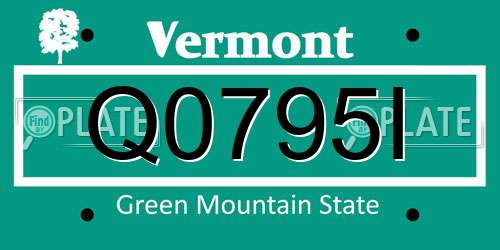 Q0795I Vermont License Plate